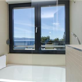 5 bedroom beachfront villa with heated pool near Omis, sleeps 9